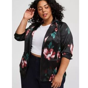 Torrid Black Floral Blazer